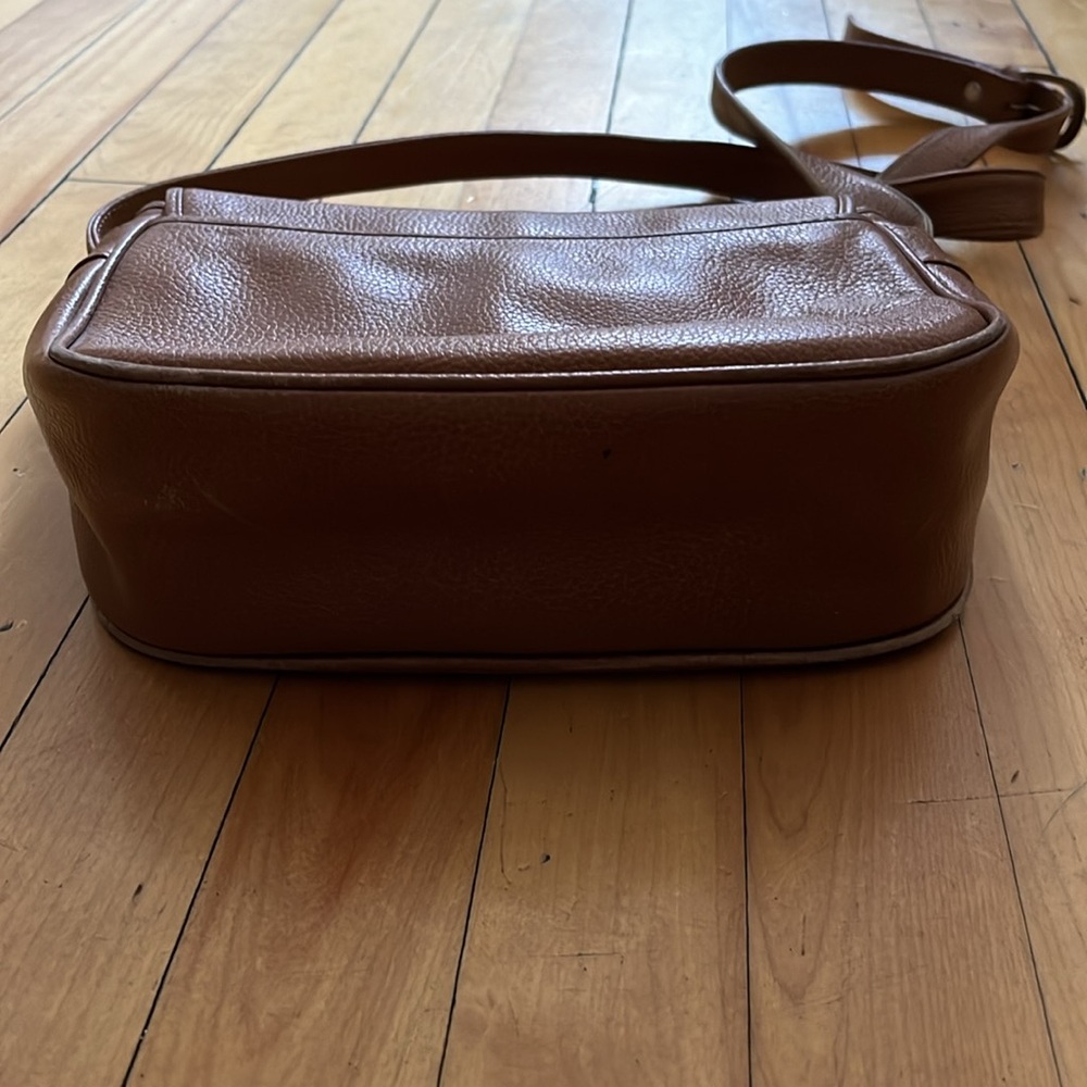 LANCEL vintage tan brown leather logo buckle purse, historic French luxury - Picture 9 of 12